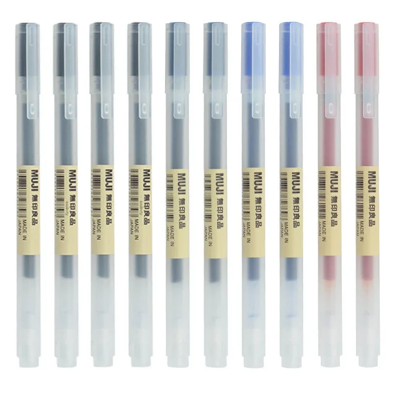 Muji Stationery Gel Pen - 10-30 Buah/Set 0.38/0.5Mm Pena Gel Tinta