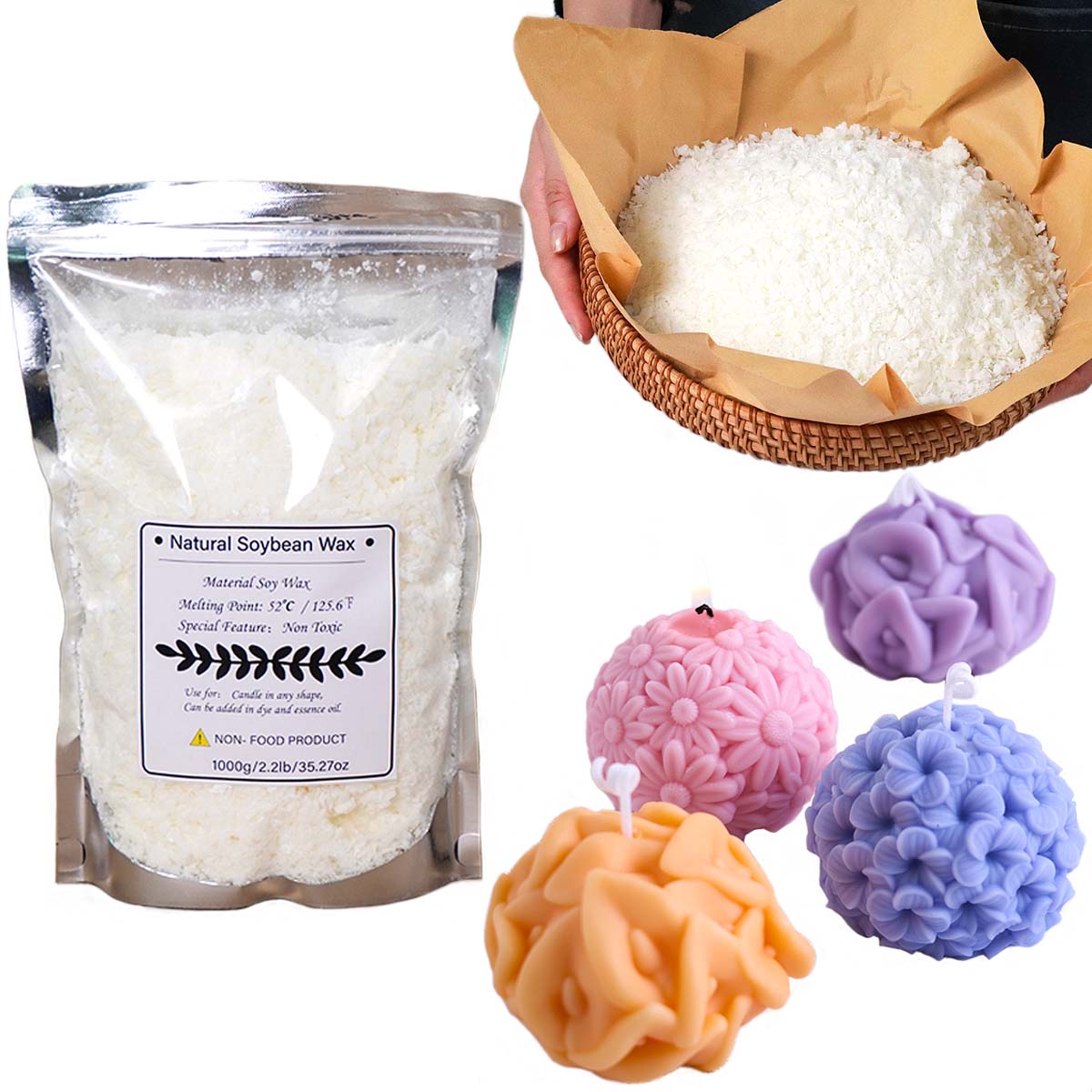 Candle Making Kit - 100/250/500/1000G Serpihan Lilin Kedelai Alami DIY