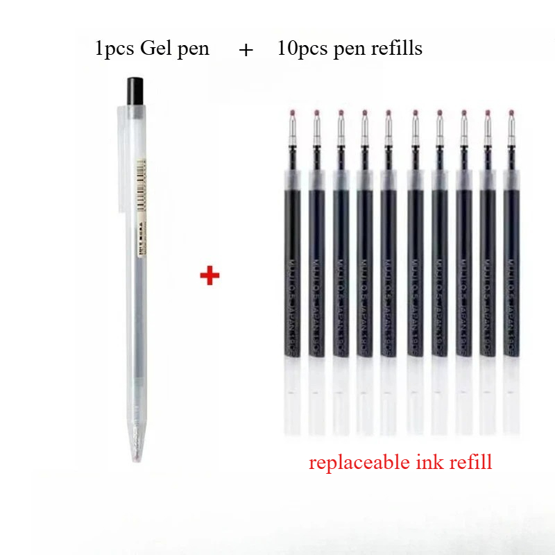 Muji Stationery Gel Pen - 10 Buah Isi Ulang Pena Tekan