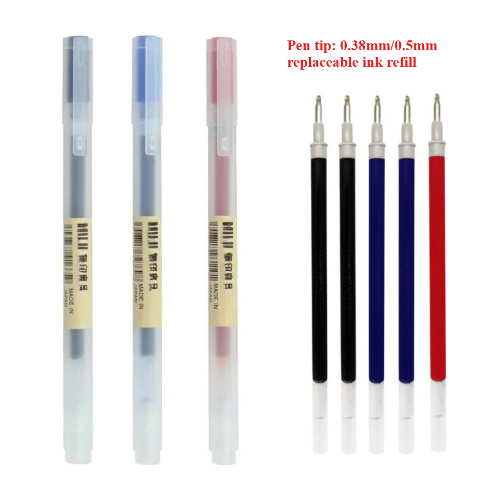 Muji Stationery Gel Pen - 0.38/0.5mm Isi Ulang Tinta Batang Pegangan